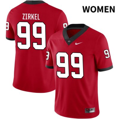 Women's Georgia Bulldogs NCAA #99 Jared Zirkel Nike Stitched Red NIL 2022 Authentic College Football Jersey IWR6354IF